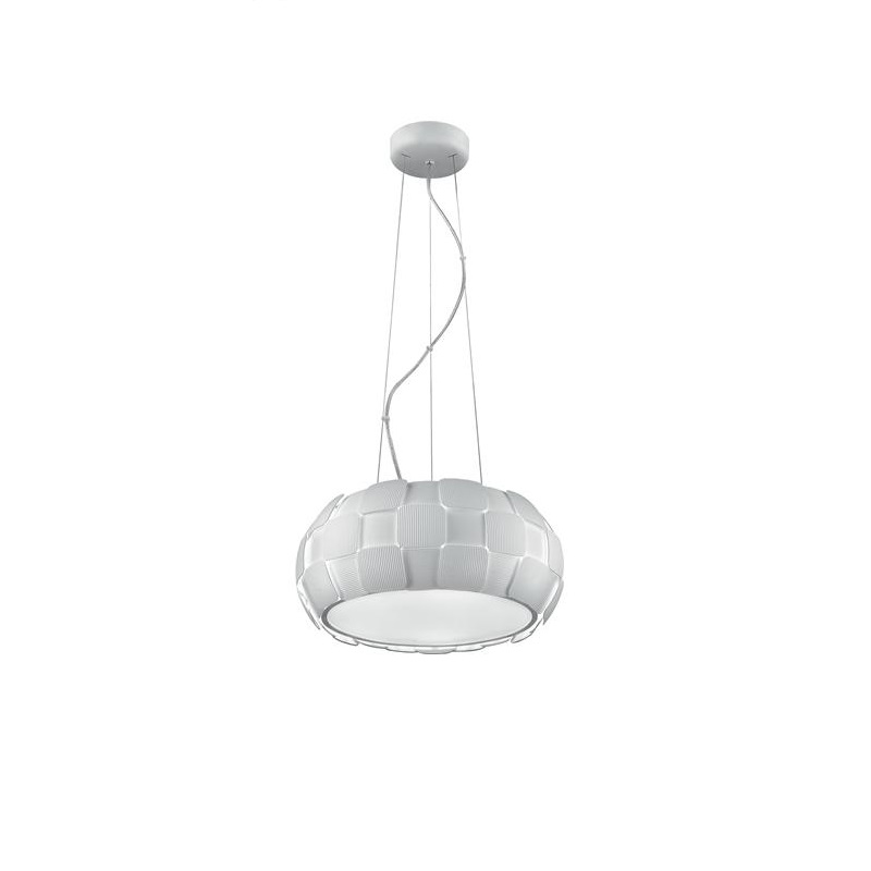 Lampadario a sospensione rigato bianco