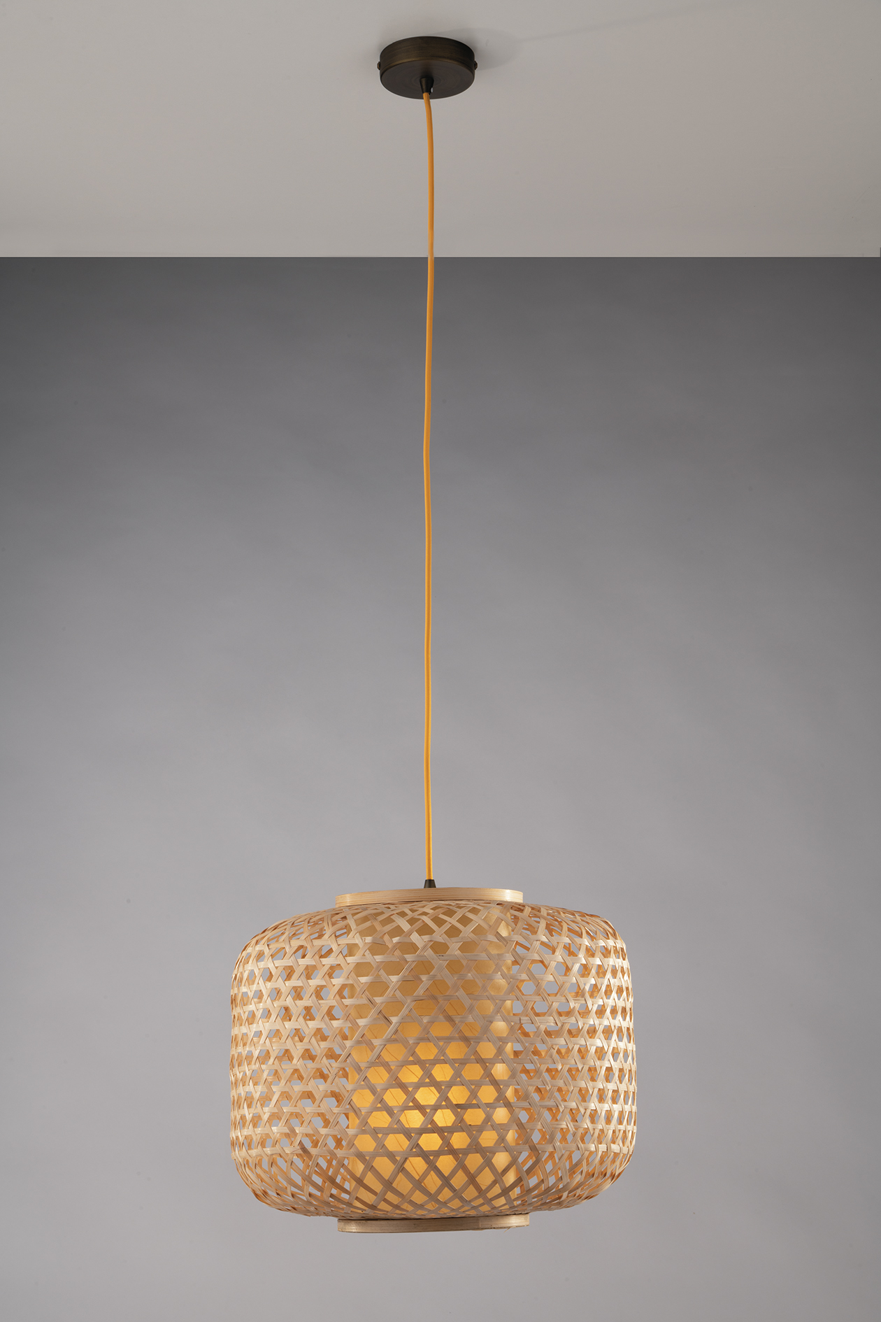 lampadario a sospensione zen in bambù intrecciato 110x30