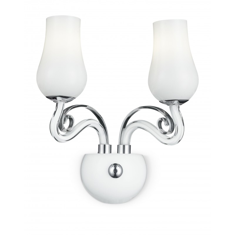 I-ANGEL/AP2 - Applique in vetro bianco a 2 luci rifinitura in cromo 40 watt E14