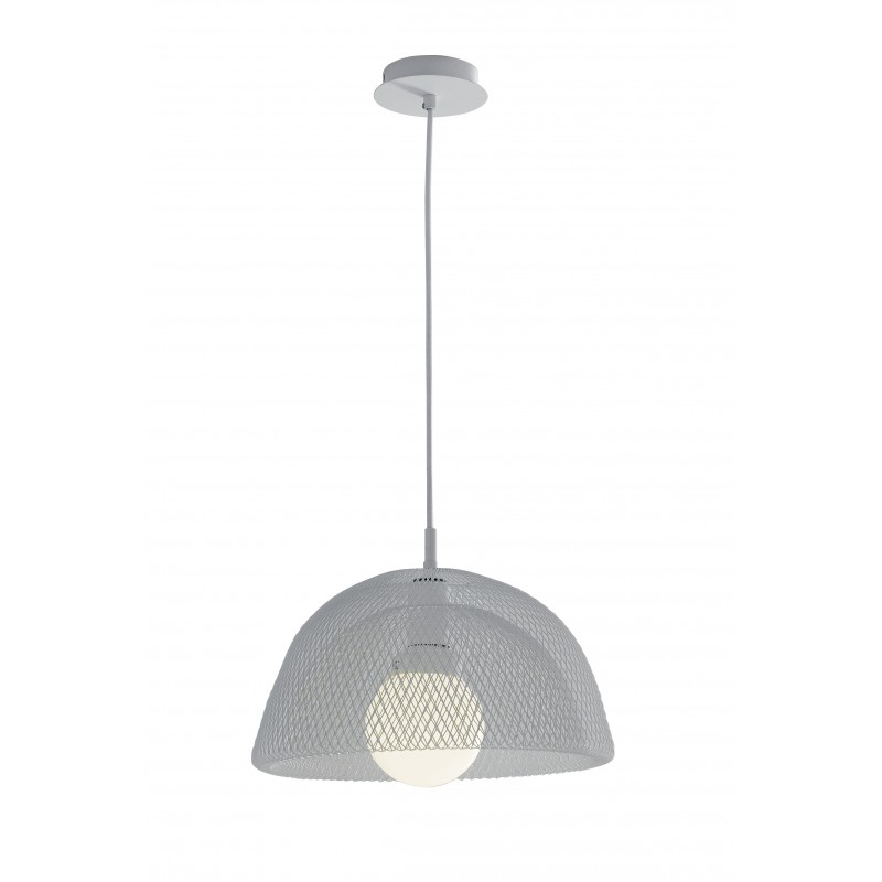 I-HAREM-S37 - Lampadario bianco con decoro a rete 60 watt E27