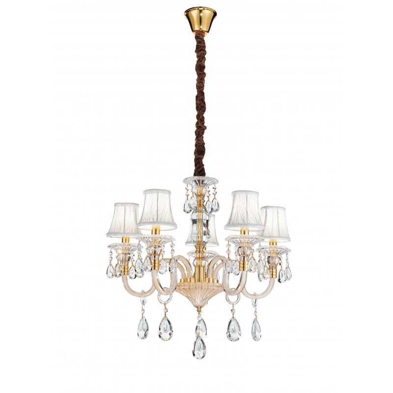 I-MONET/5 - Lampadario a sospensione trasparente e oro 40 watt E14