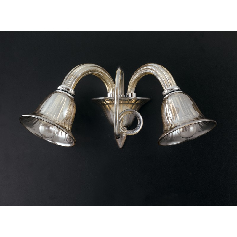 I-POSEIDON/AP2 - Applique in vetro trasparente con due bracci dalla linea morbida 40 watt E14