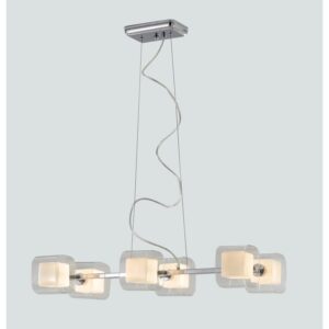 I-YOGA-S6 - Lampadario a sospensione con paralumi trasparenti e bianchi 42 watt G9