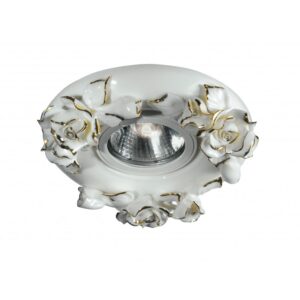 INC-ZARAH-ORO - Faretto a incasso bianco con decorazione a rose e particolari oro