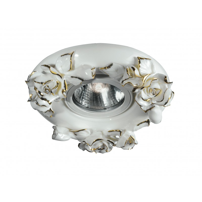 INC-ZARAH-ORO - Faretto a incasso bianco con decorazione a rose e particolari oro