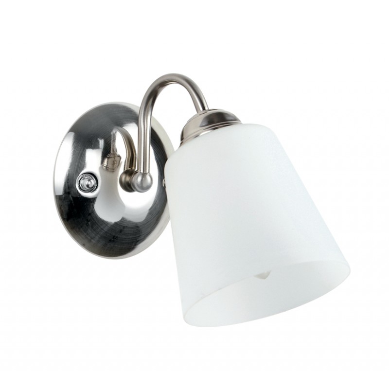 Applique nickel con braccio dalla linea morbida 40 watt E14