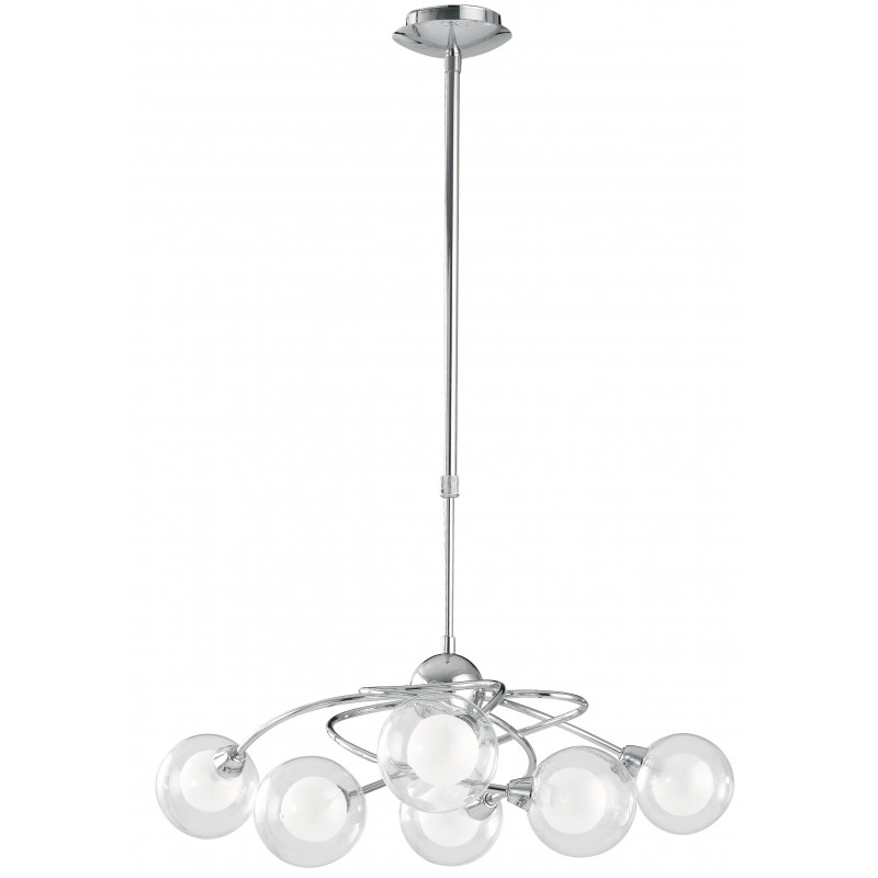 I-BLOG-6 - Lampadario sospeso cromato con paralumi sferici 28 watt G9