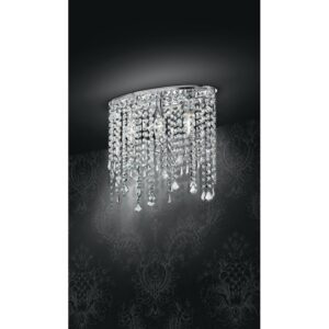 I-BREEZE/PL3 - Plafoniera cromata con cristalli di varia forma 40 watt E14