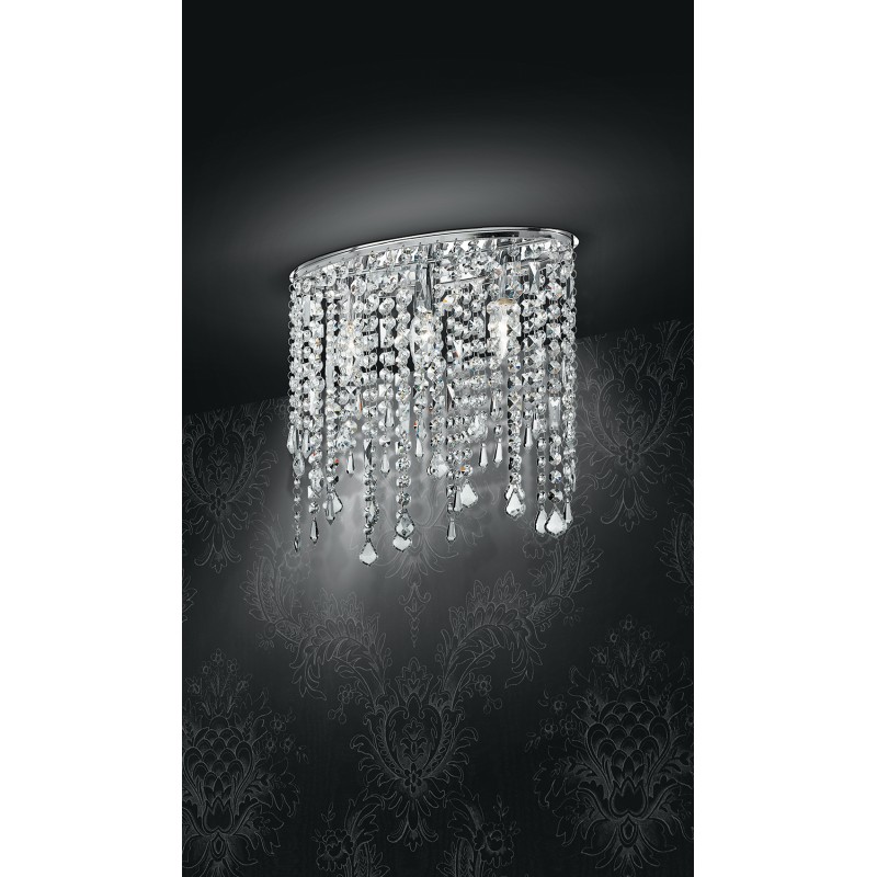 I-BREEZE/PL3 - Plafoniera cromata con cristalli di varia forma 40 watt E14