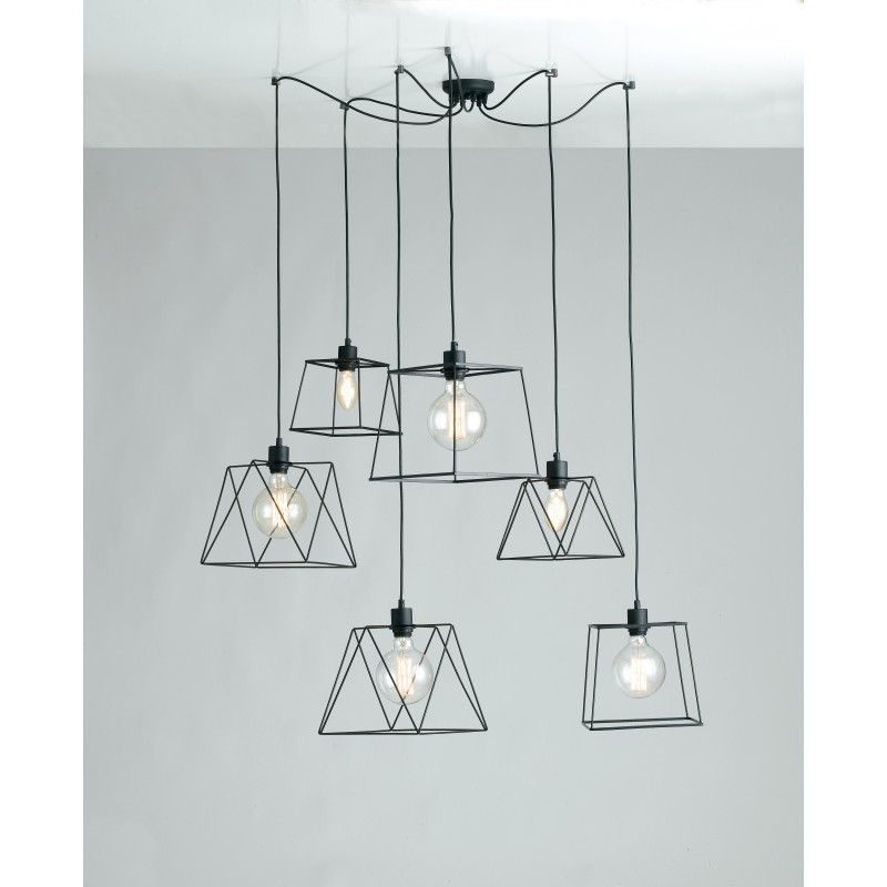 I-BROOKLYN-S6 - Lampadario con paralumi di varia forma 60 watt E27