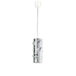 I-BUTTERFLY/S10 - Pendente con decoro intagliato cromato 60 watt E27