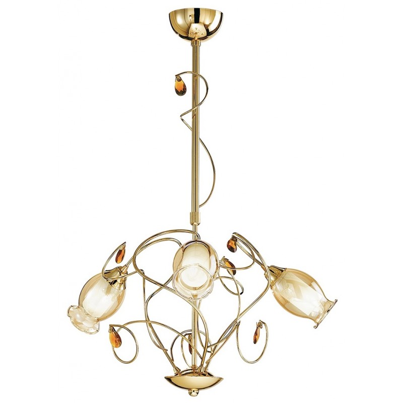 I-ELY/3 ORO - Lampadario a sospensione classico dorato 40 watt E14
