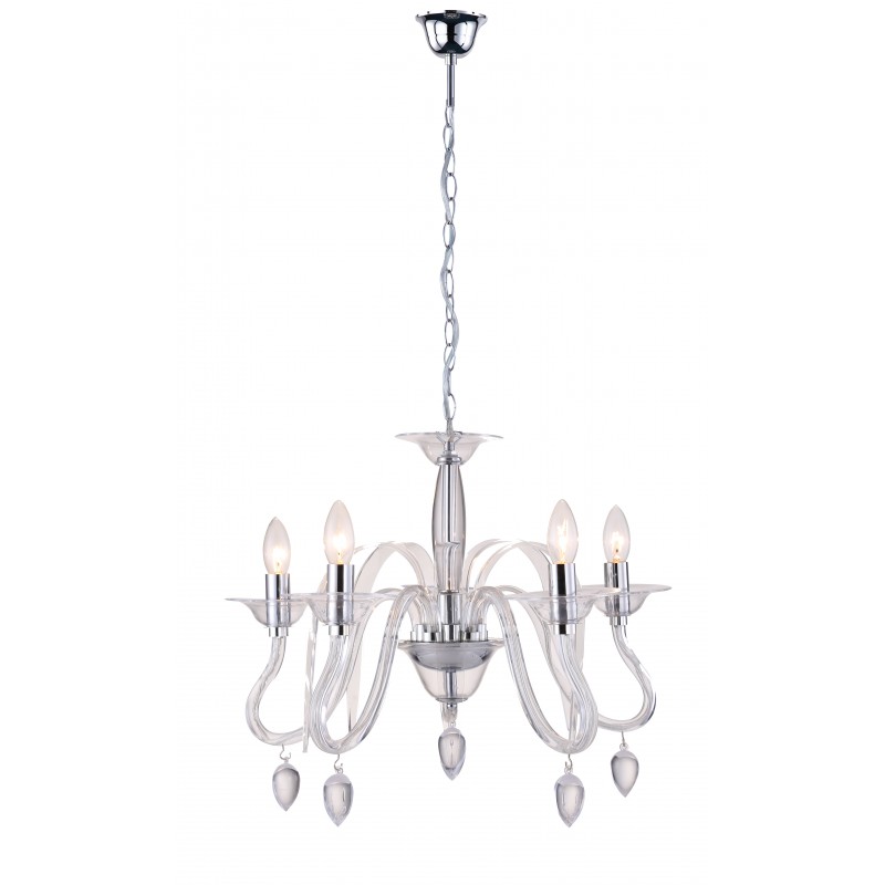 I-ESTEFAN-S5 TR - Lampadario a sospensione trasparente dal design moderno 40 watt E14