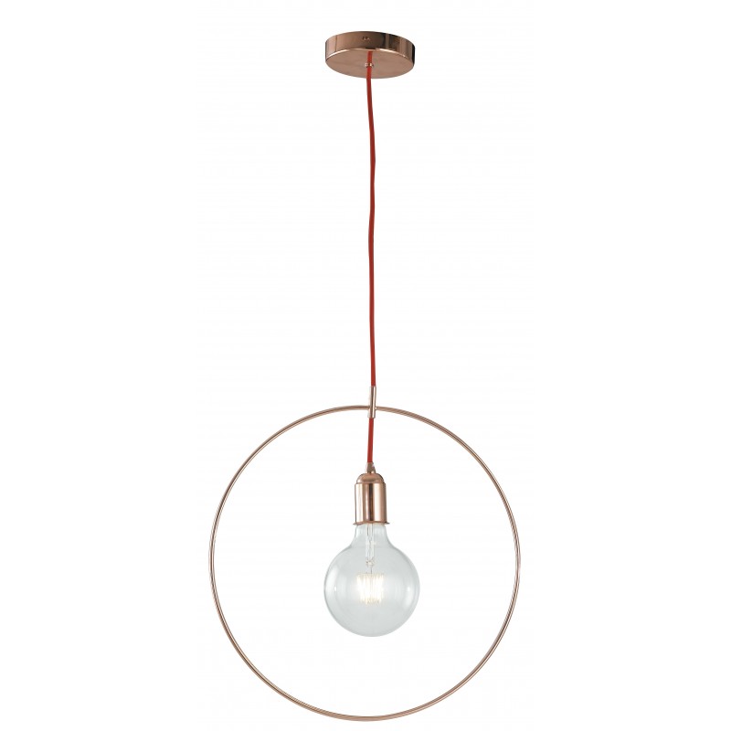 I-FRIDA/S40 - Pendente oro e rosa con decoro ad anello 60 watt E27
