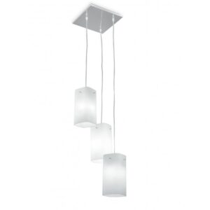 I-SQUARE/S3 - Lampadario a tre pendenti moderno e di colore bianco 60 watt E27
