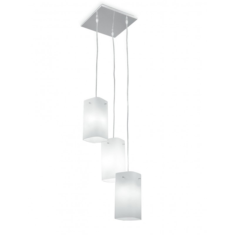 I-SQUARE/S3 - Lampadario a tre pendenti moderno e di colore bianco 60 watt E27