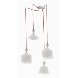 I-SUGAR-S4 - Lampadario con quattro decori astratti bianco 60 watt E27