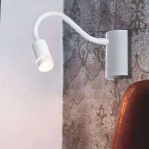 LED-KEPLER-BCO - Applique bianca con braccio flessibile e luce led 3 watt 3000 kelvin