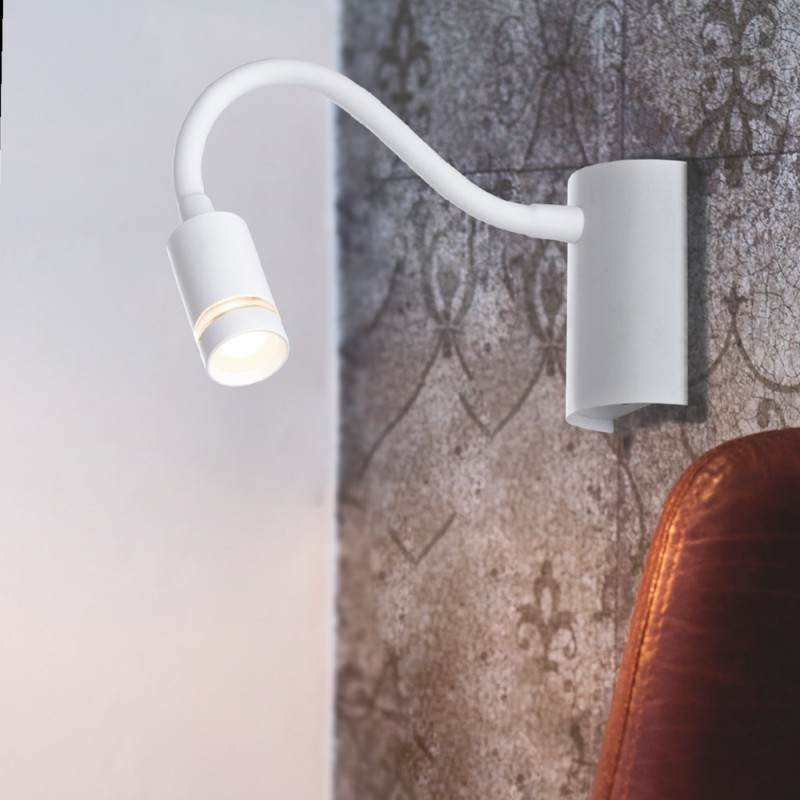 LED-KEPLER-BCO - Applique bianca con braccio flessibile e luce led 3 watt 3000 kelvin