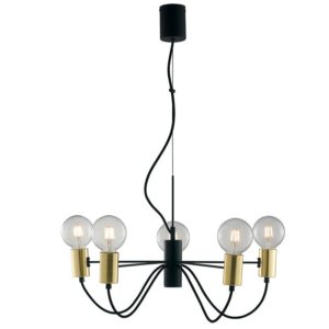 Sospensione Axon Nero & Oro 5 Luci