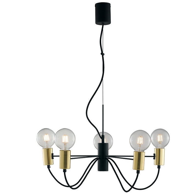 Sospensione Axon Nero & Oro 5 Luci