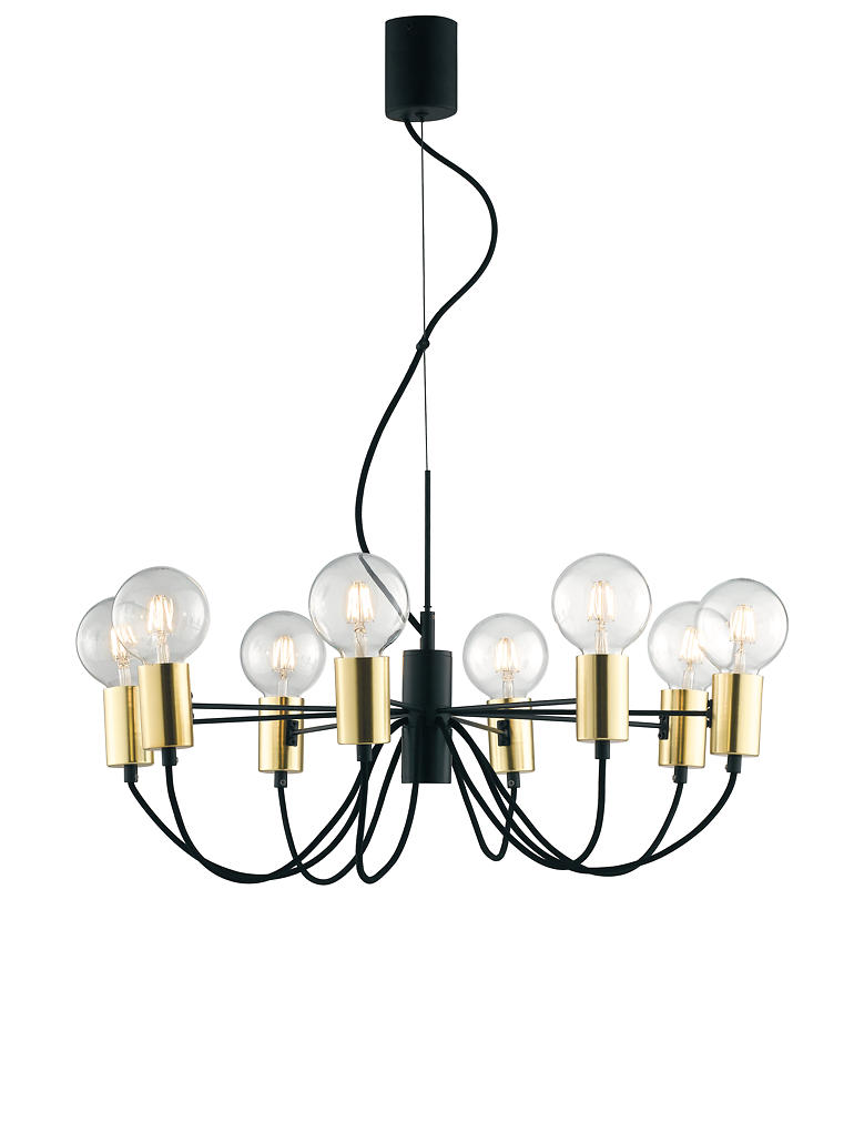 Sospensione Axon Nero & Oro 8 Luci