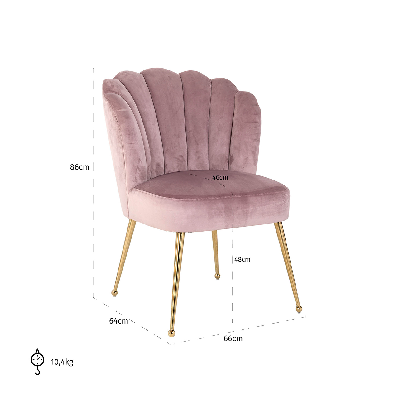 Sedia Conchiglia Rosa Rich. - immagine 5