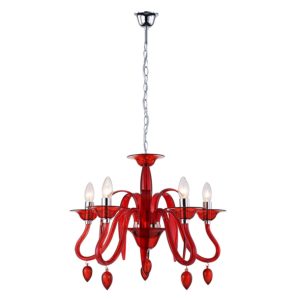 Lampadario Estefan in Melamina Rosso