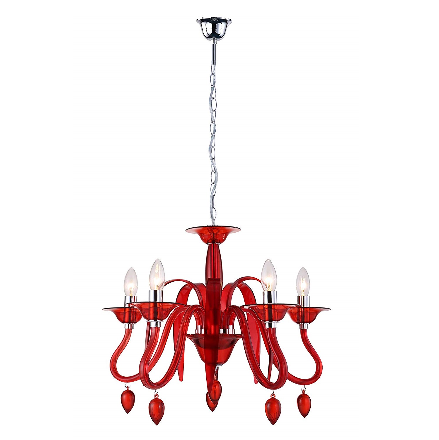 Lampadario Estefan in Melamina Rosso