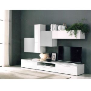 Parete Attrezzata Bianca & Grigio 260x56xH185cm