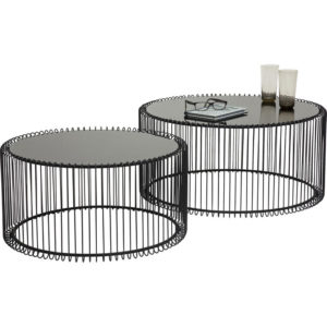 Set 2 tavolini neri K Ø70/60 cm