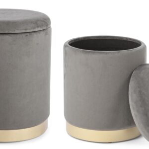 Set 2 Pouf Contenitore Paola grigio
