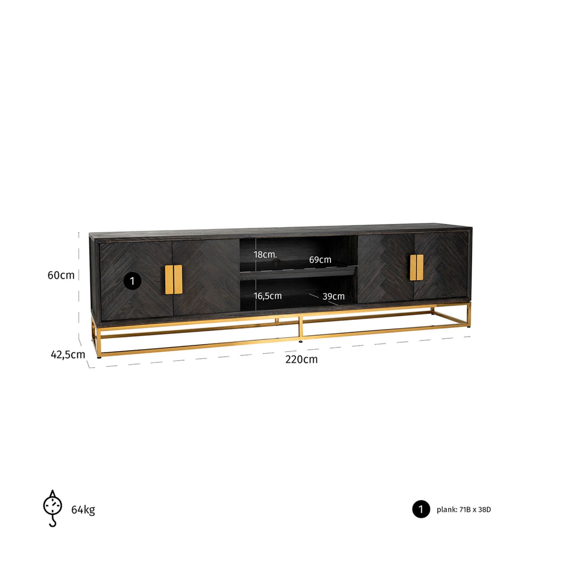 Credenza TV Blackbone 220 cm - immagine 5