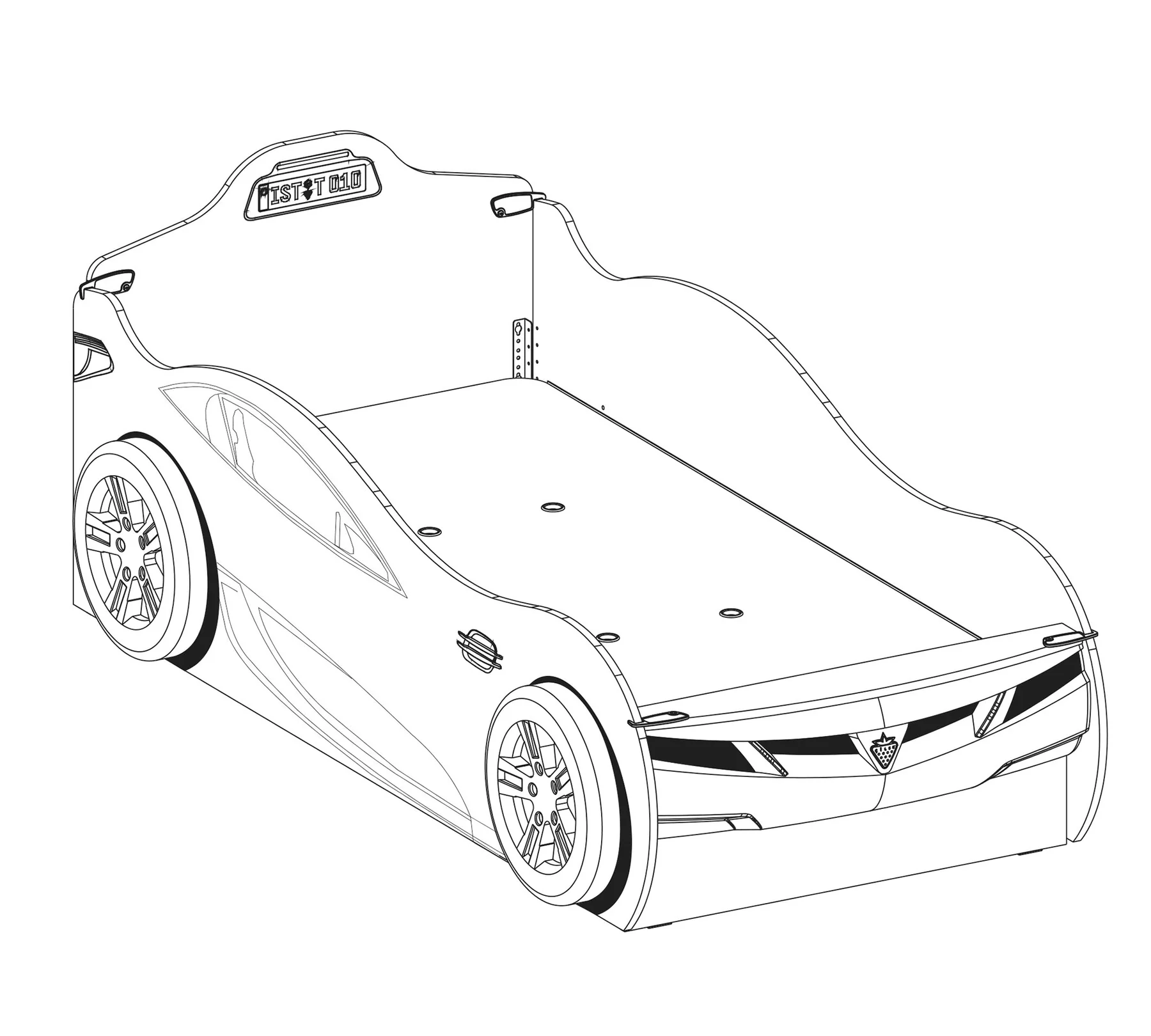Letto auto Formula 1 bianco con cassettone - immagine 4