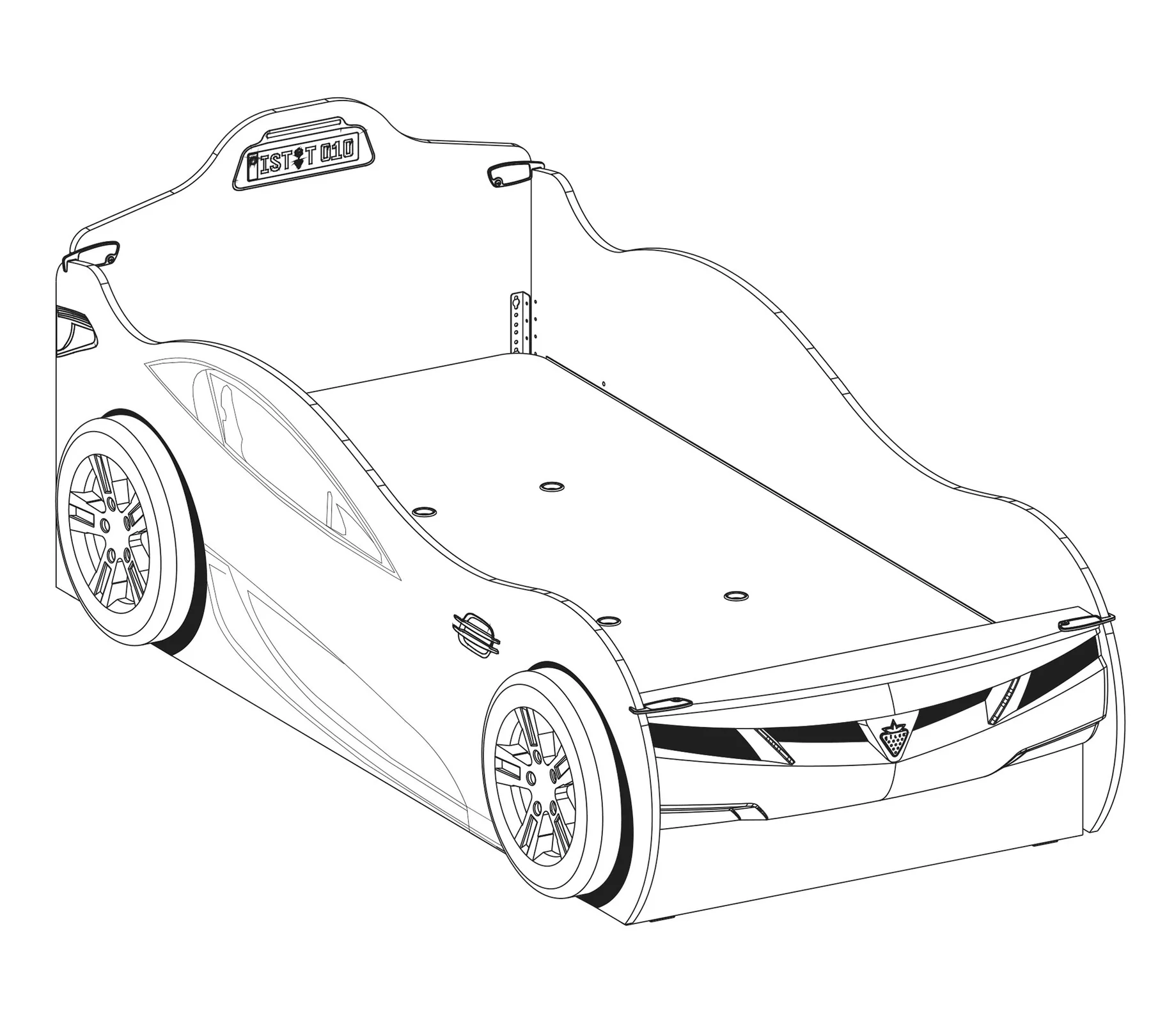 Letto auto Formula 1 con cassettone - immagine 3