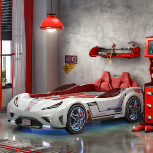 Letto auto  Gran Premio bianco audio telecomandato con luci