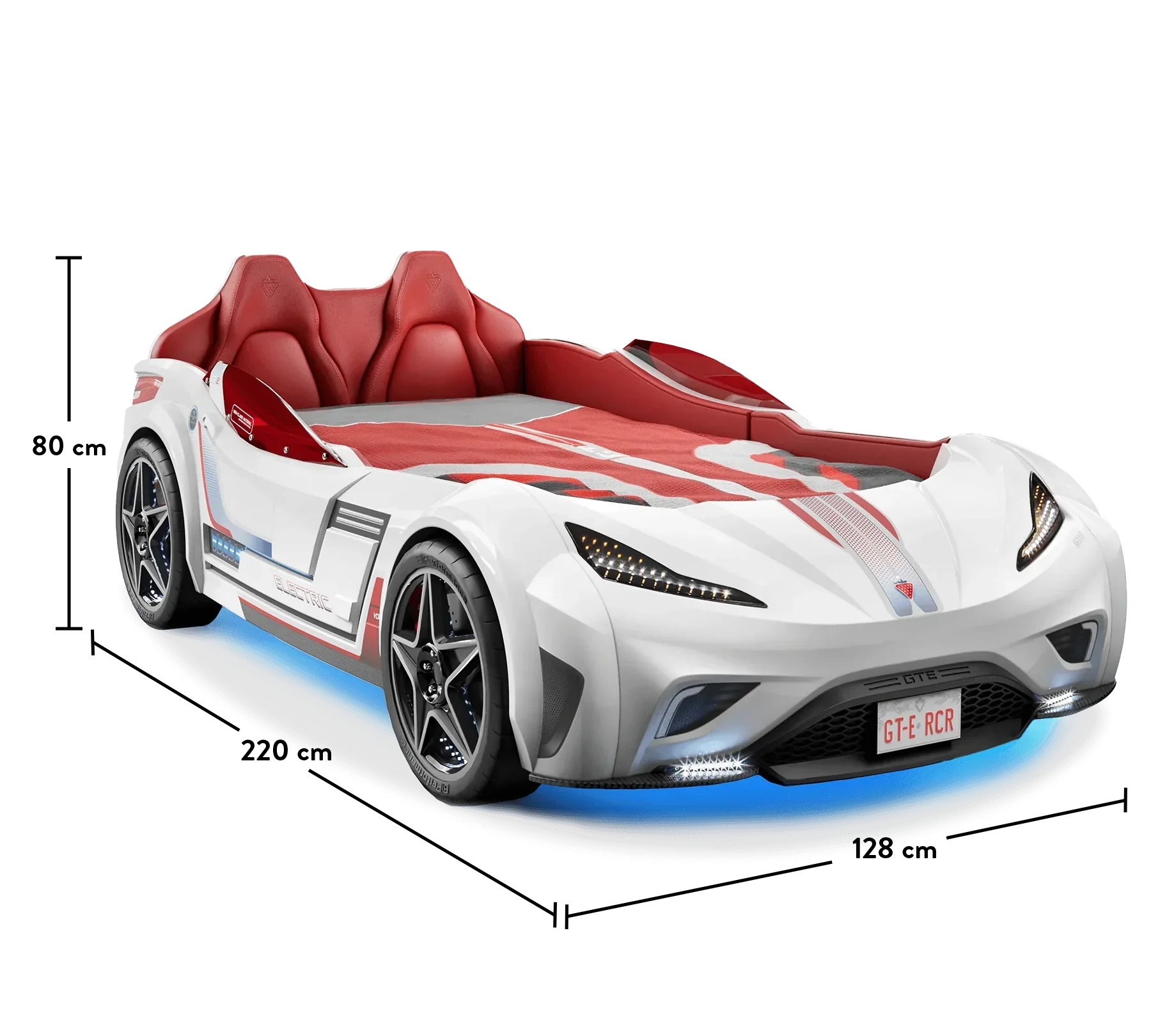Letto auto Gran Premio bianco audio telecomandato con luci - immagine 3