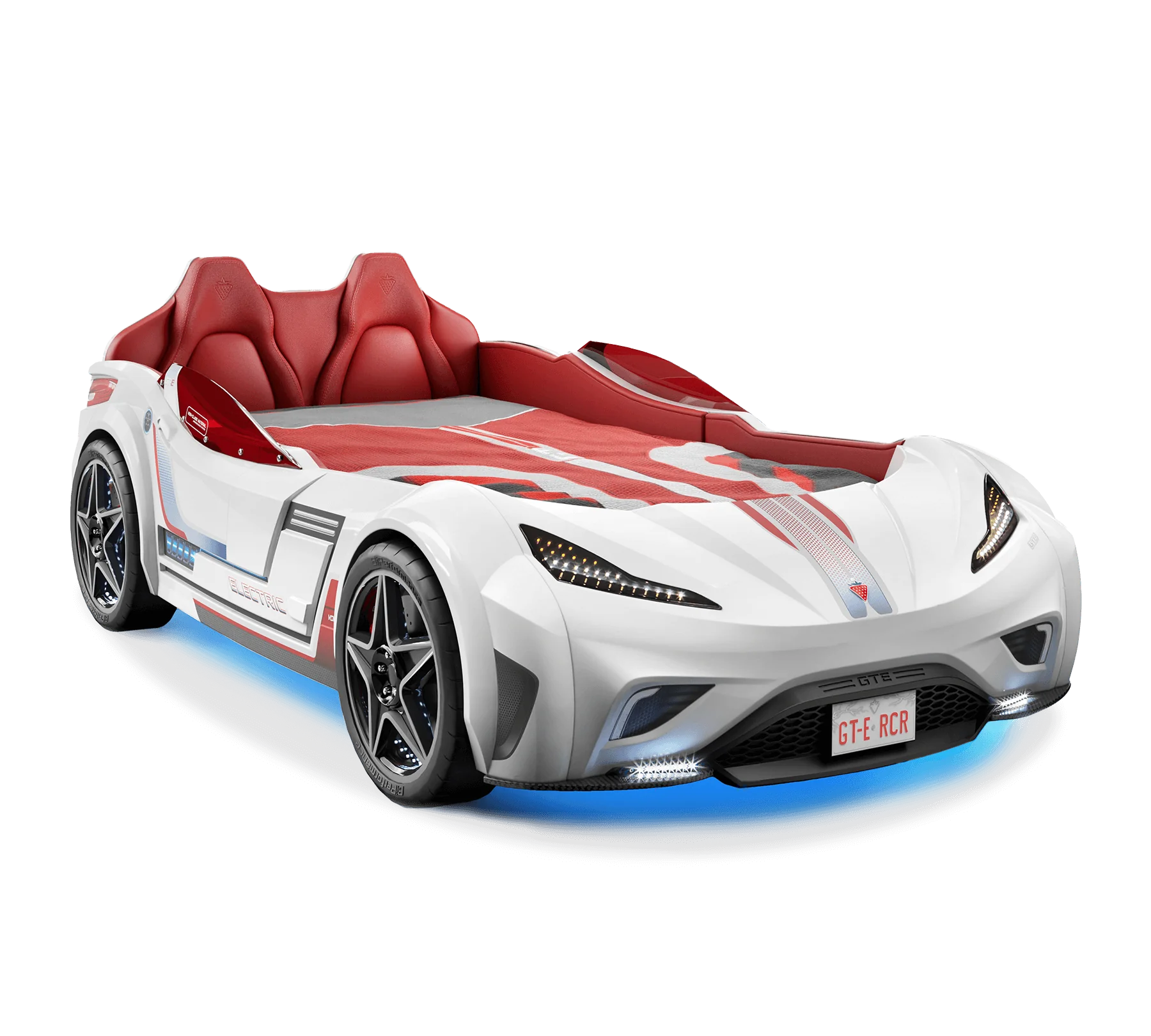 Letto auto Gran Premio bianco audio telecomandato con luci - immagine 5