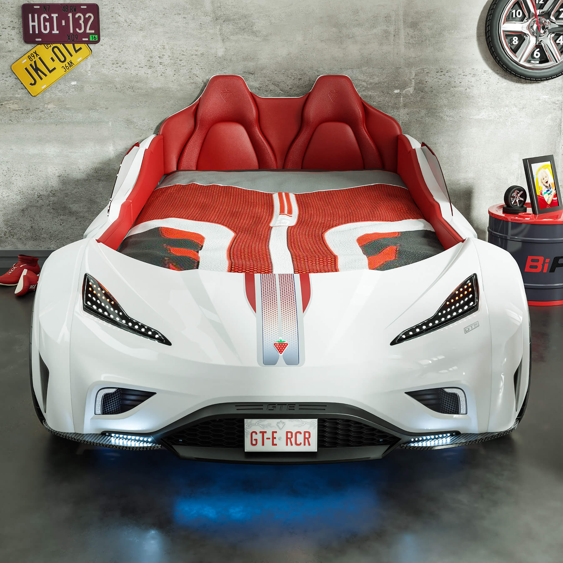 Letto auto Gran Premio bianco audio telecomandato con luci - immagine 6