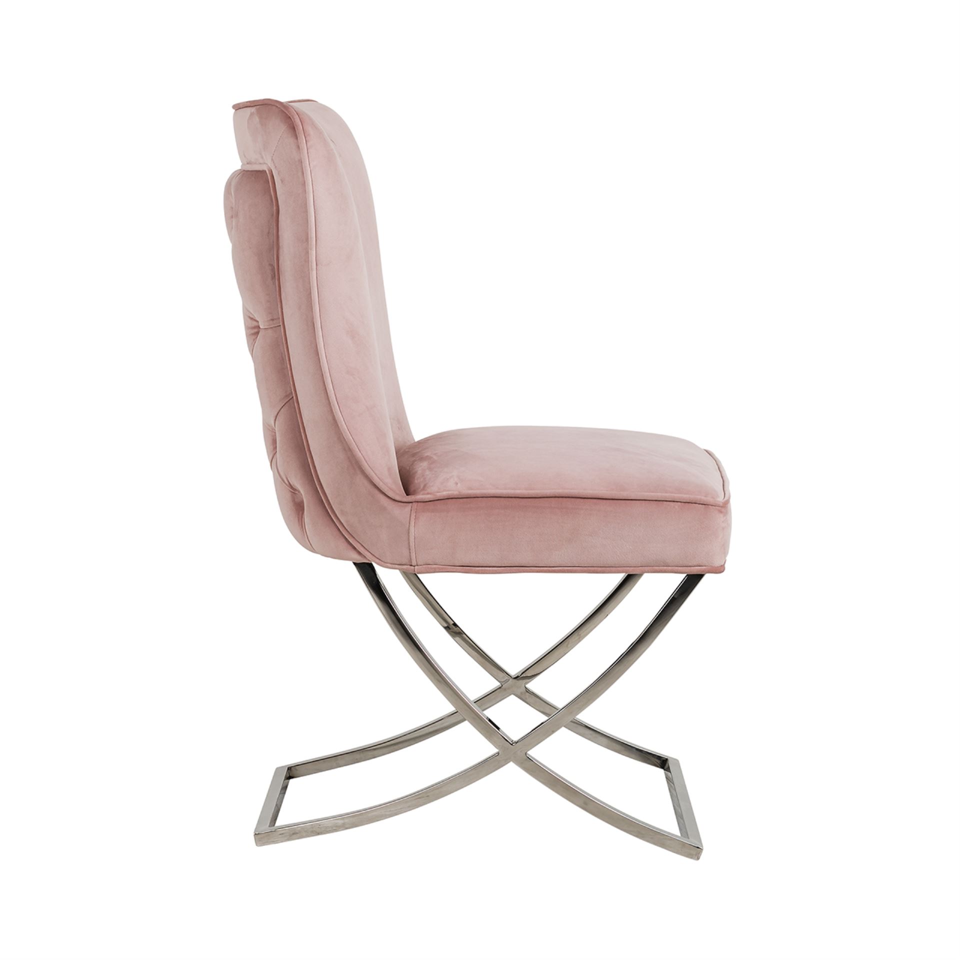 Sedia in velluto rosa e accaio Ric. - immagine 4