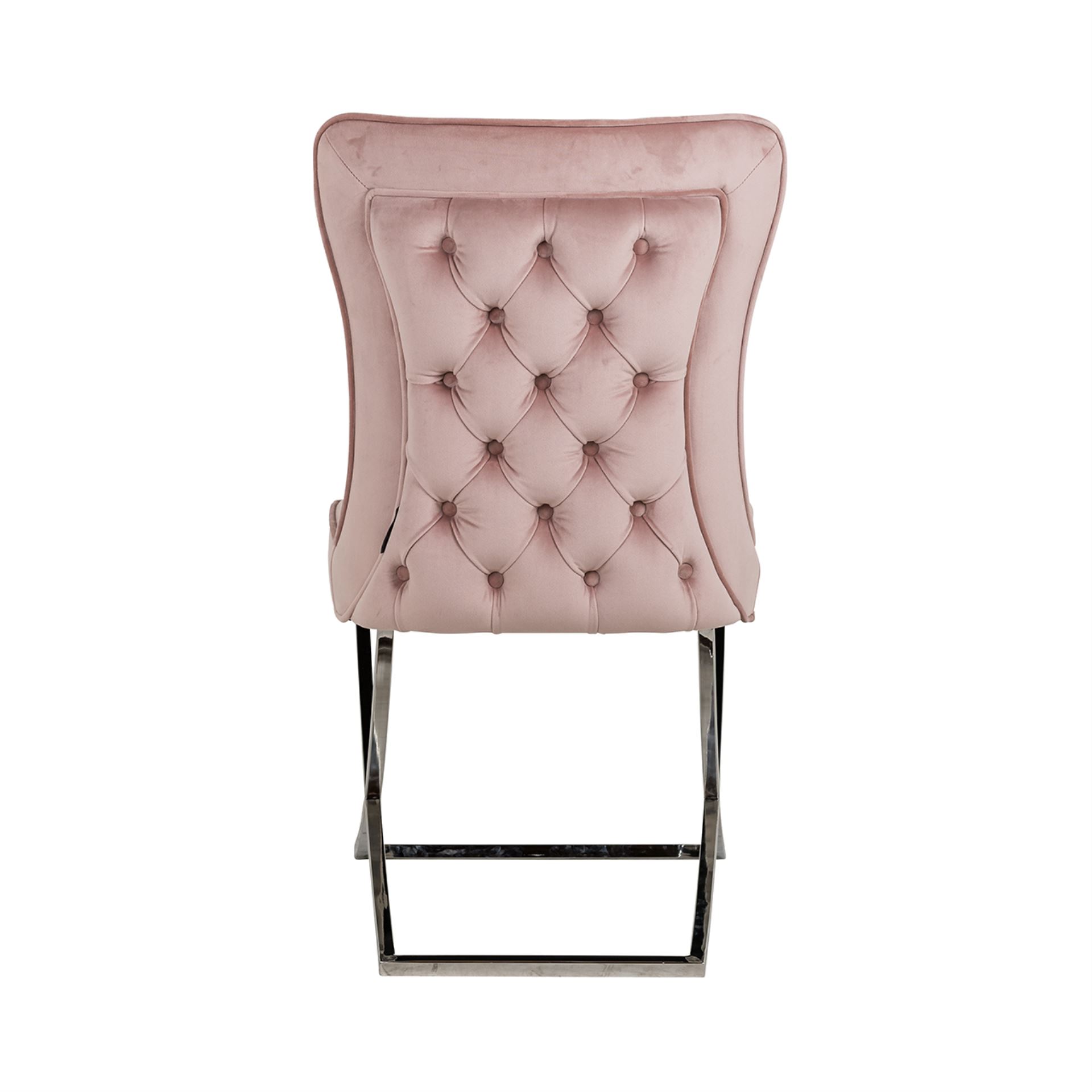 Sedia in velluto rosa e accaio Ric. - immagine 5