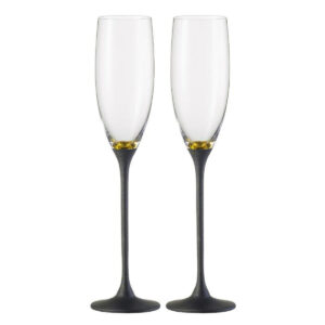 Eisch - Set 2 bicchieri champagne nero/oro