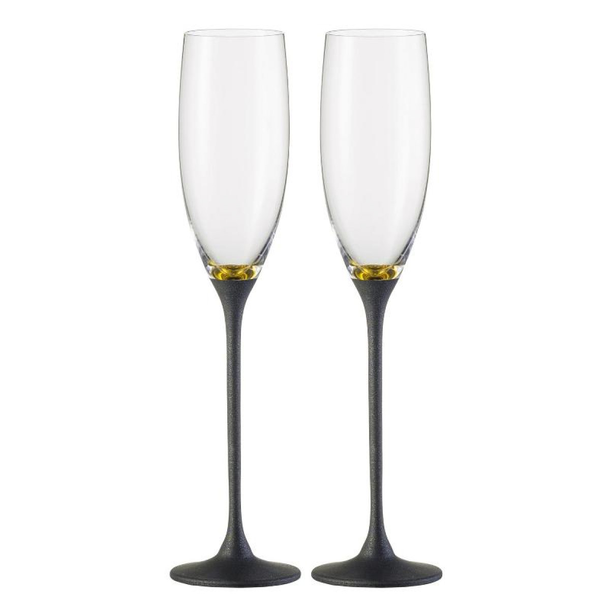 Eisch - Set 2 bicchieri champagne nero/oro