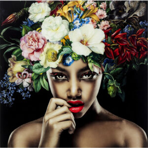 Quadro donna e fiori K 100x100