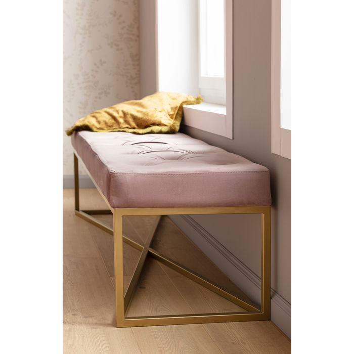 Panca lunga imbottita vellutata rosa 150x40cm