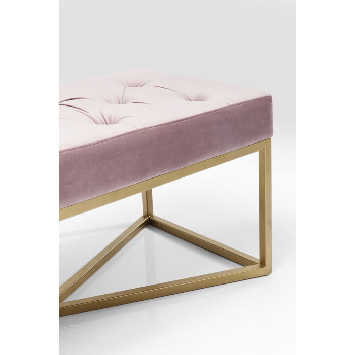 Panca lunga imbottita vellutata rosa 150x40cm - immagine 4