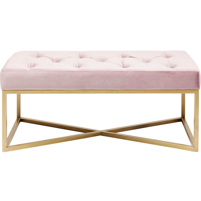 Panca lunga imbottita vellutata rosa 150x40cm - immagine 2