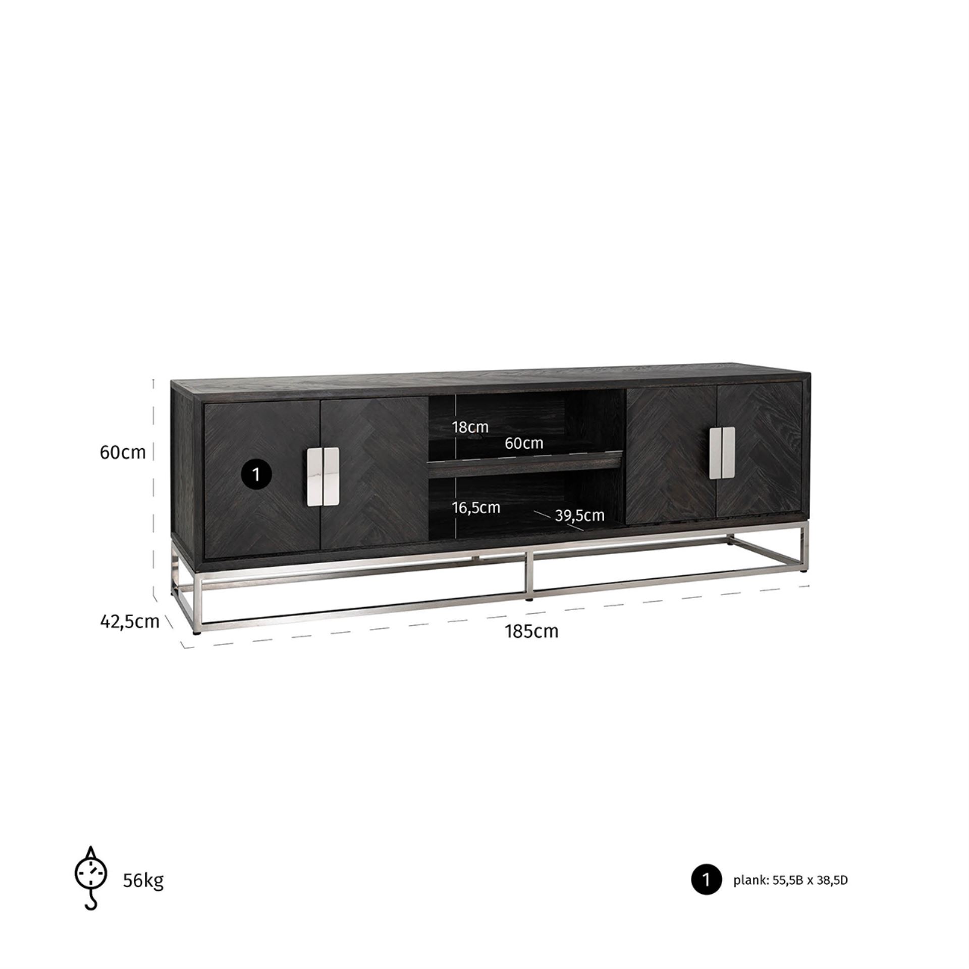 Credenza TV Blackbone 185 cm argento - immagine 6