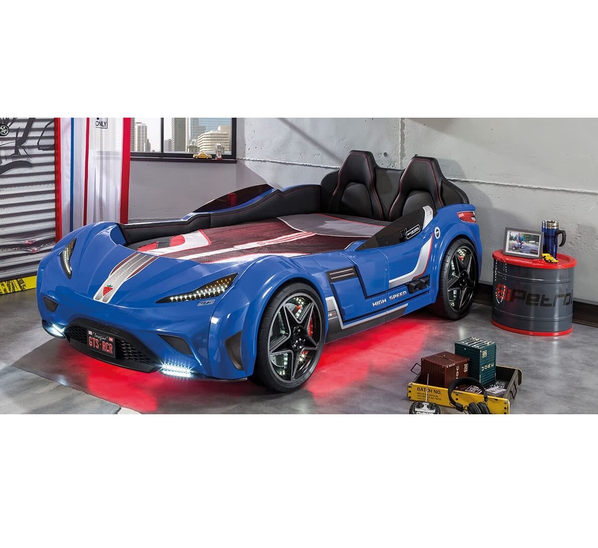 Letto Auto Gran Premio Blu