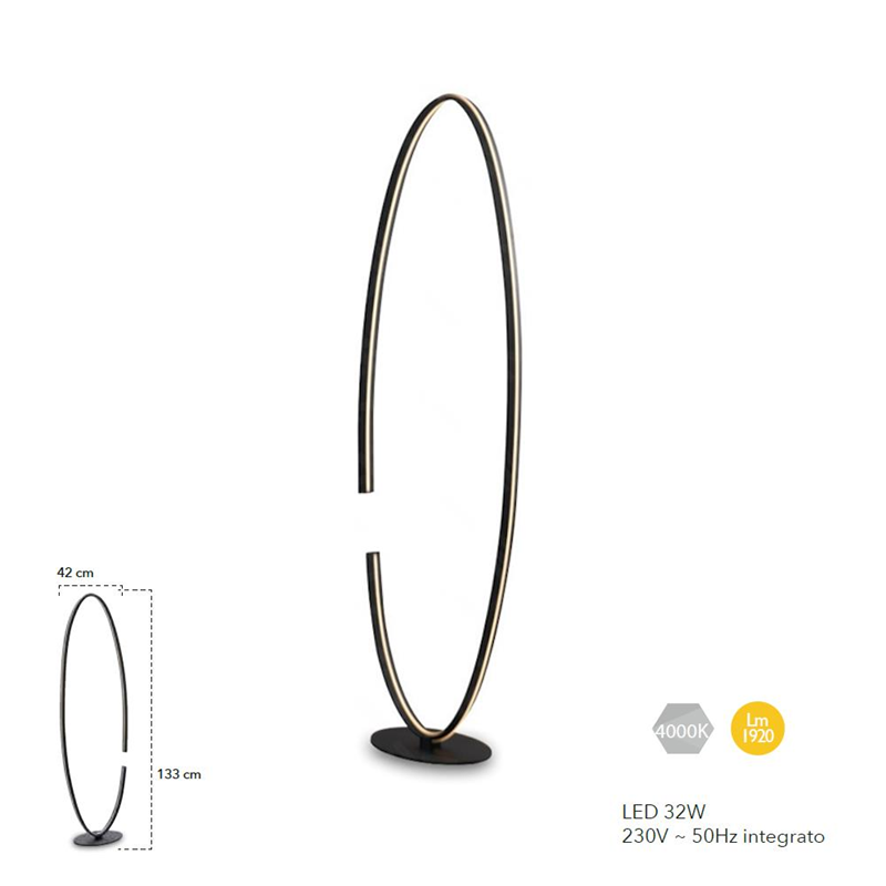 Piantana led nera Clarke